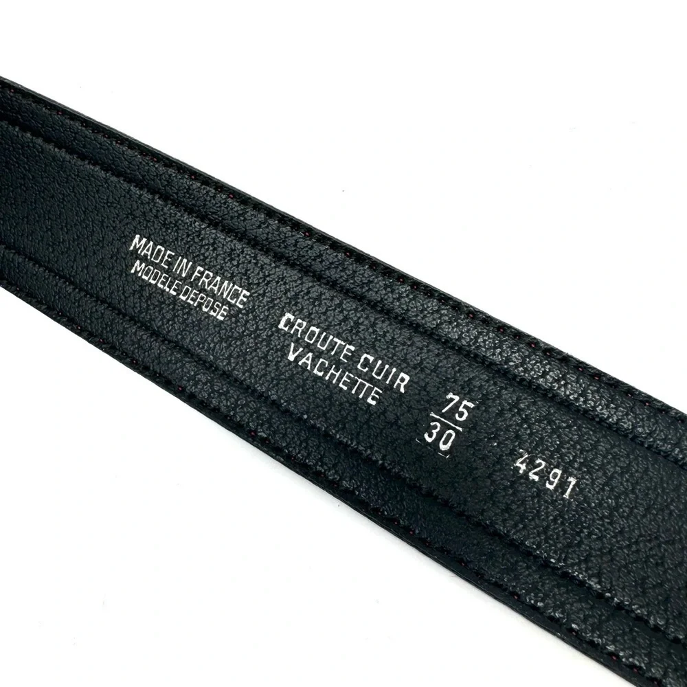 Givenchy Vintage Red Vachette Leather Belt – 35″ x 1.75″, Gold Logo Buckle